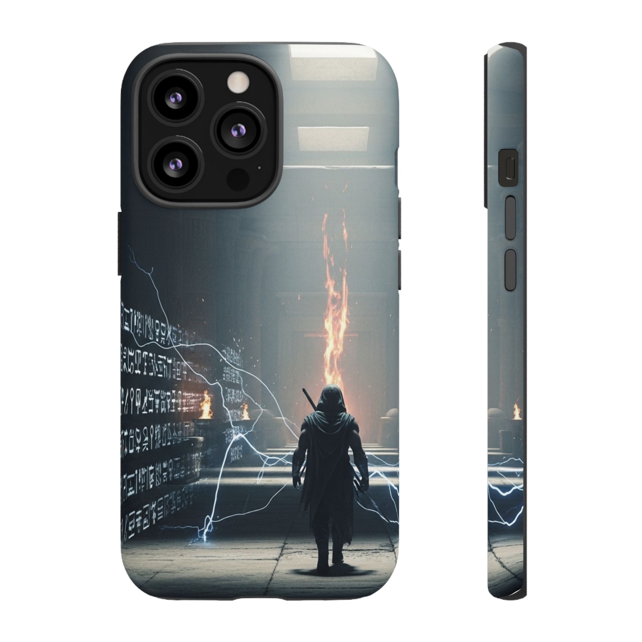 Phone Case - Cybermage Silhouette with Lightning Spell