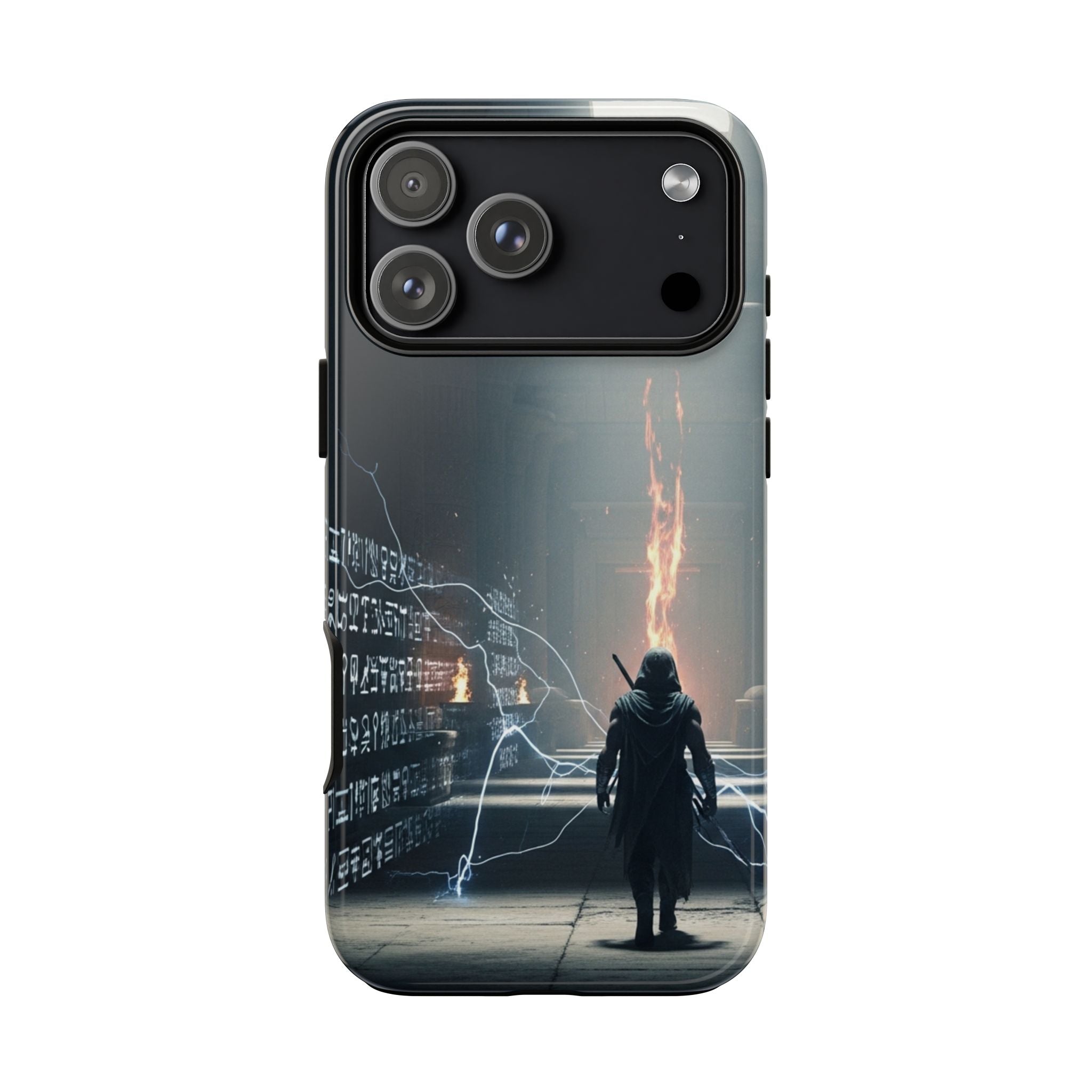 Phone Case - Cybermage Silhouette with Lightning Spell