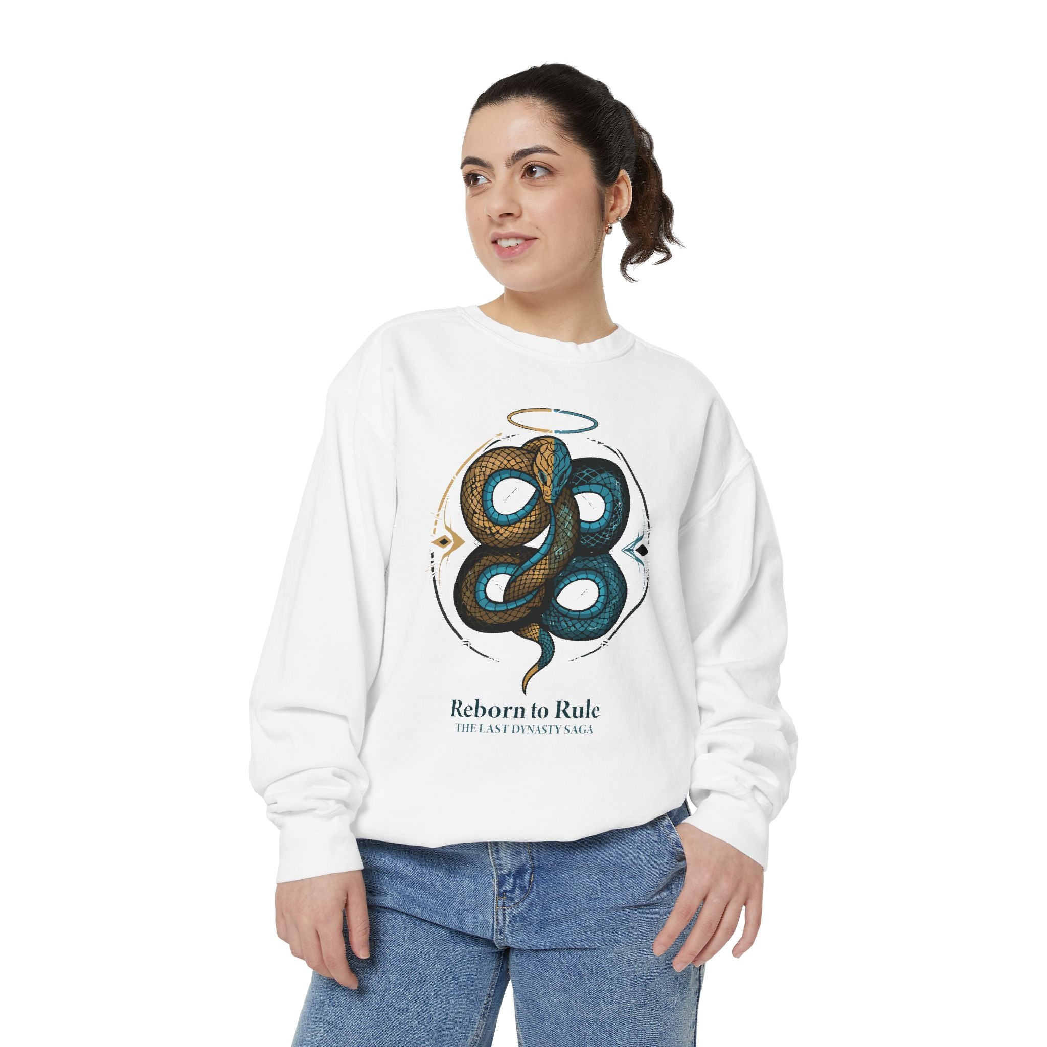 Snake Emblem Sweatshirt — "Reborn to Rule" Graphic Crewneck