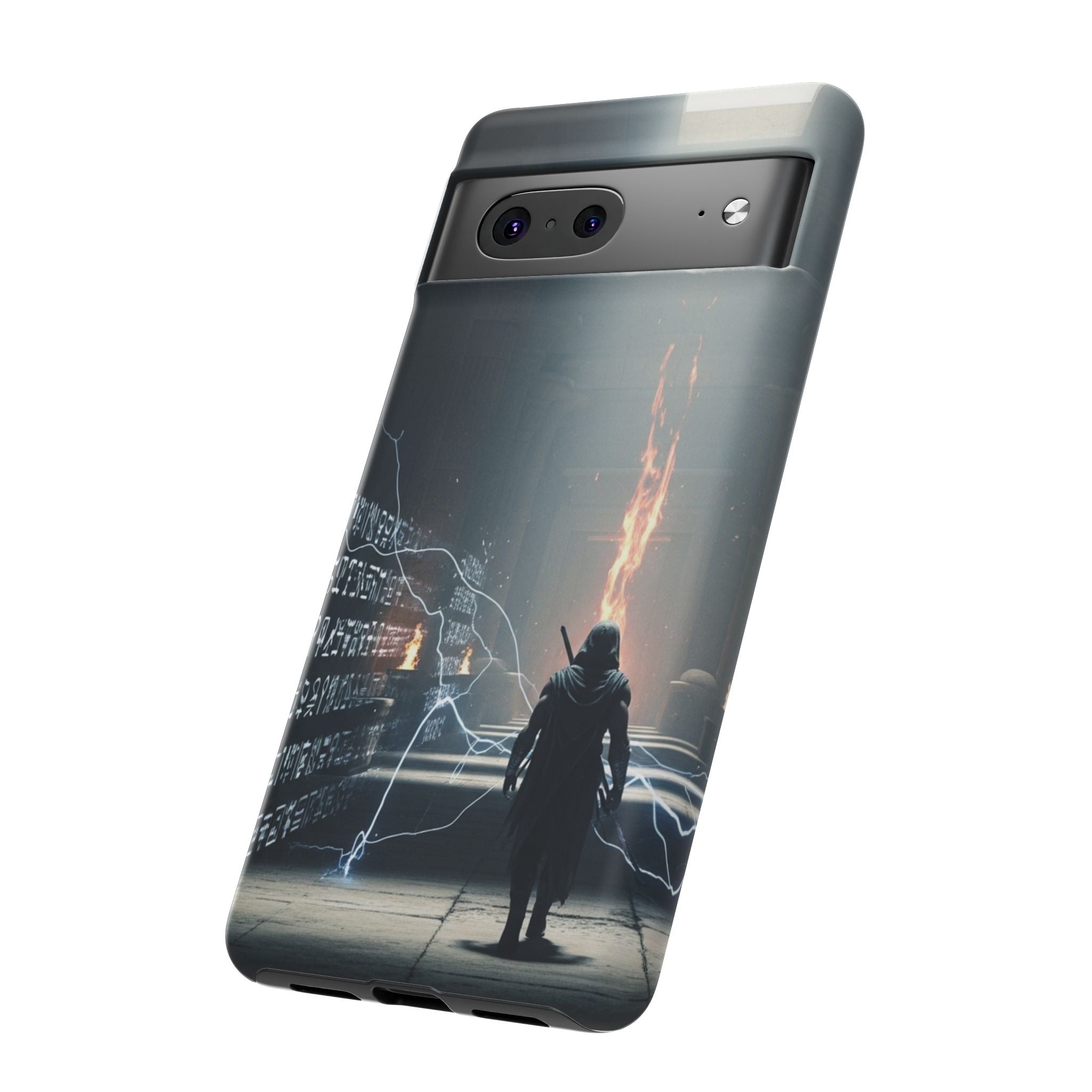 Phone Case - Cybermage Silhouette with Lightning Spell