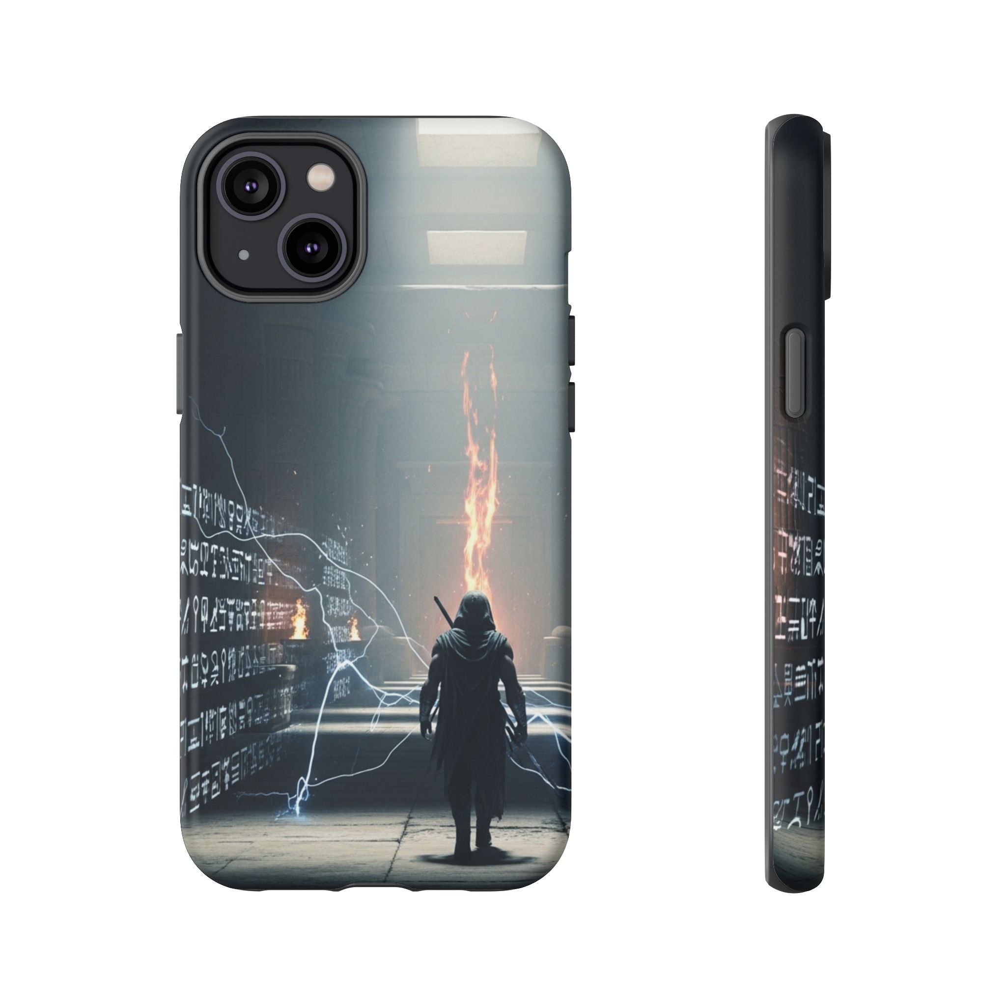 Phone Case - Cybermage Silhouette with Lightning Spell
