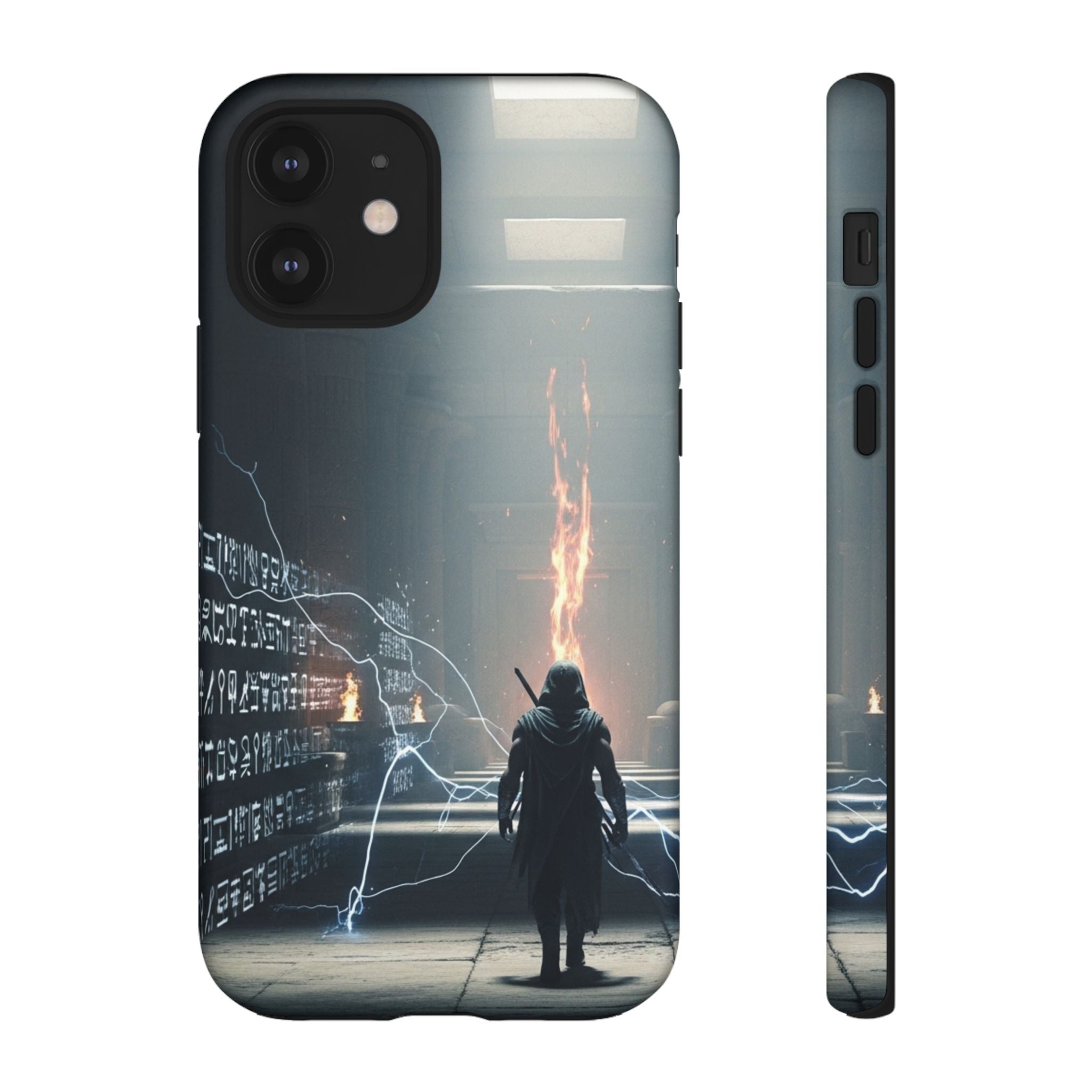 Phone Case - Cybermage Silhouette with Lightning Spell