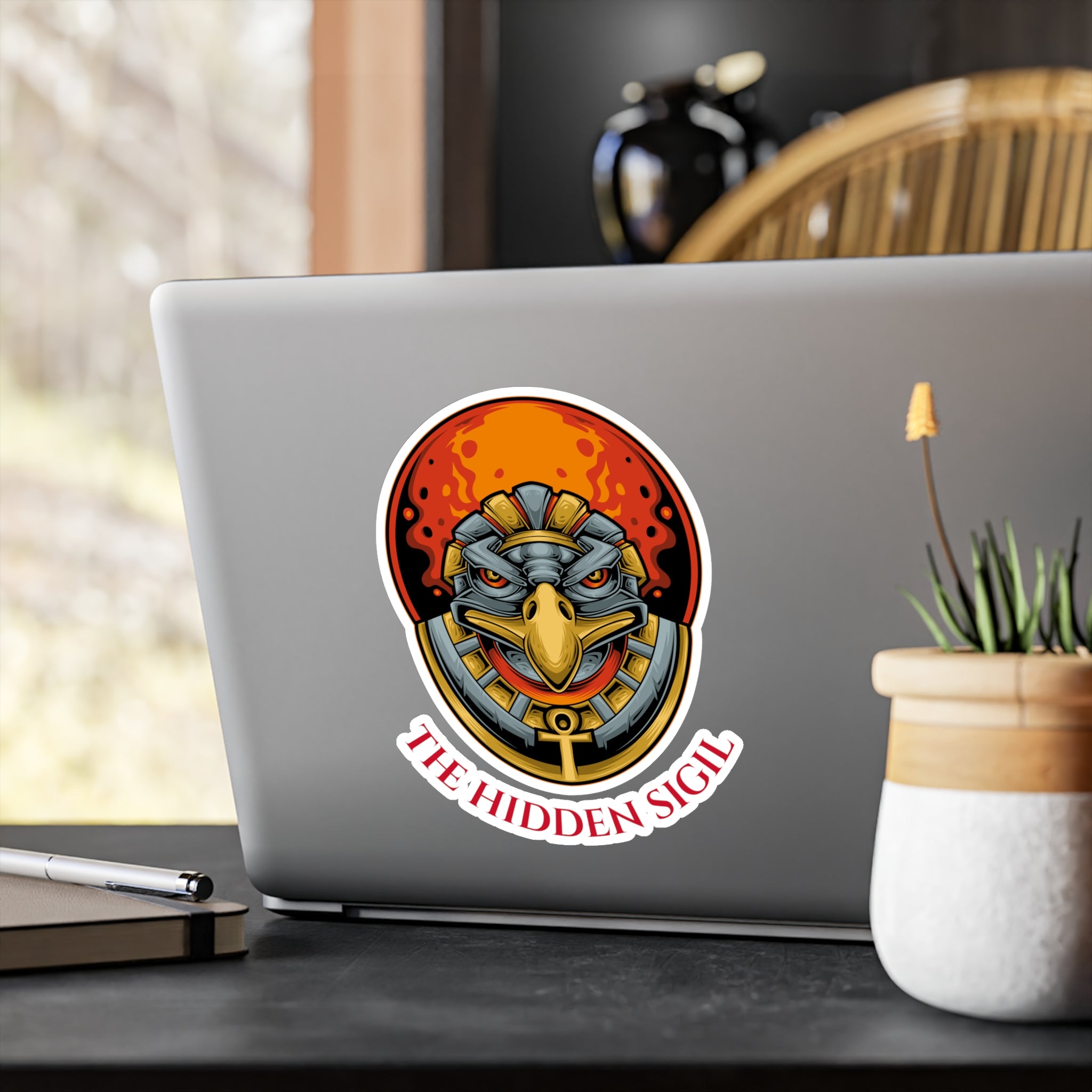 Egyptian Falcon Emblem Sticker — "The Hidden Sigil" Kiss-Cut Vinyl Decal