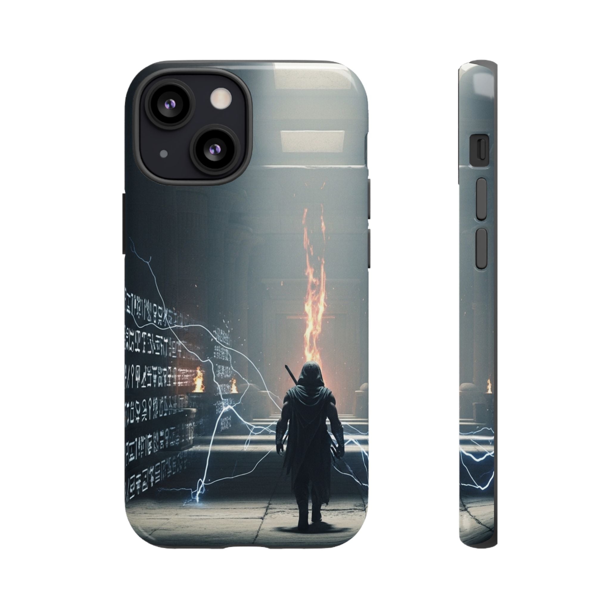 Phone Case - Cybermage Silhouette with Lightning Spell