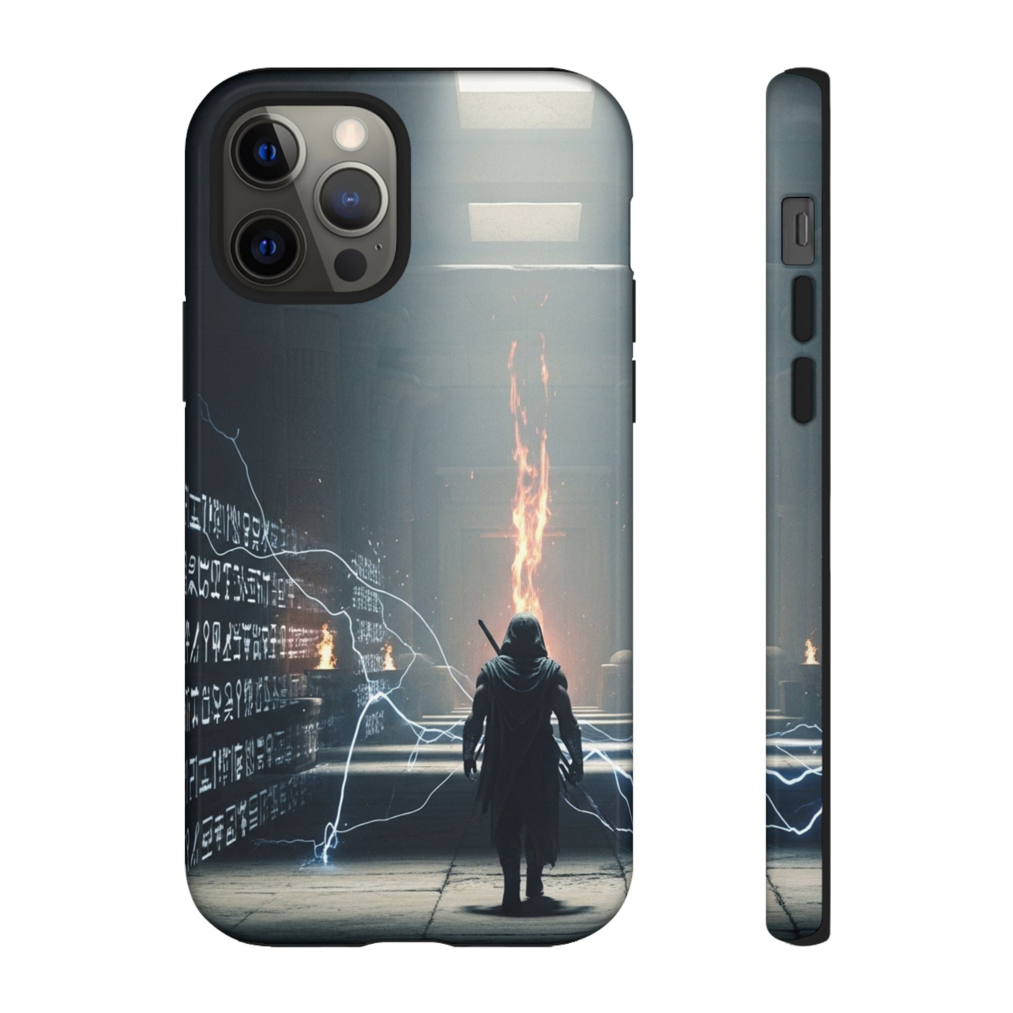Phone Case - Cybermage Silhouette with Lightning Spell