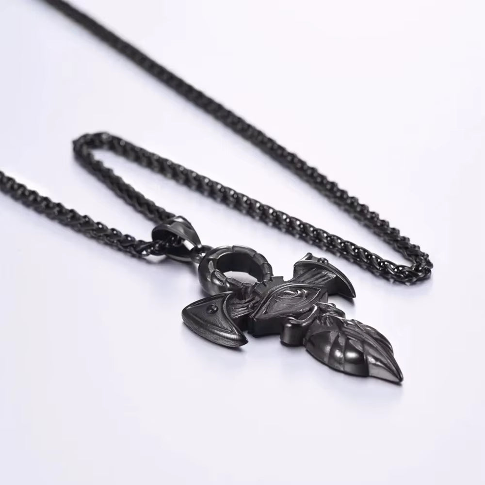 Grand Ankh & Eye Pendant 316L Stainless Steel | 22" Wheat Chain