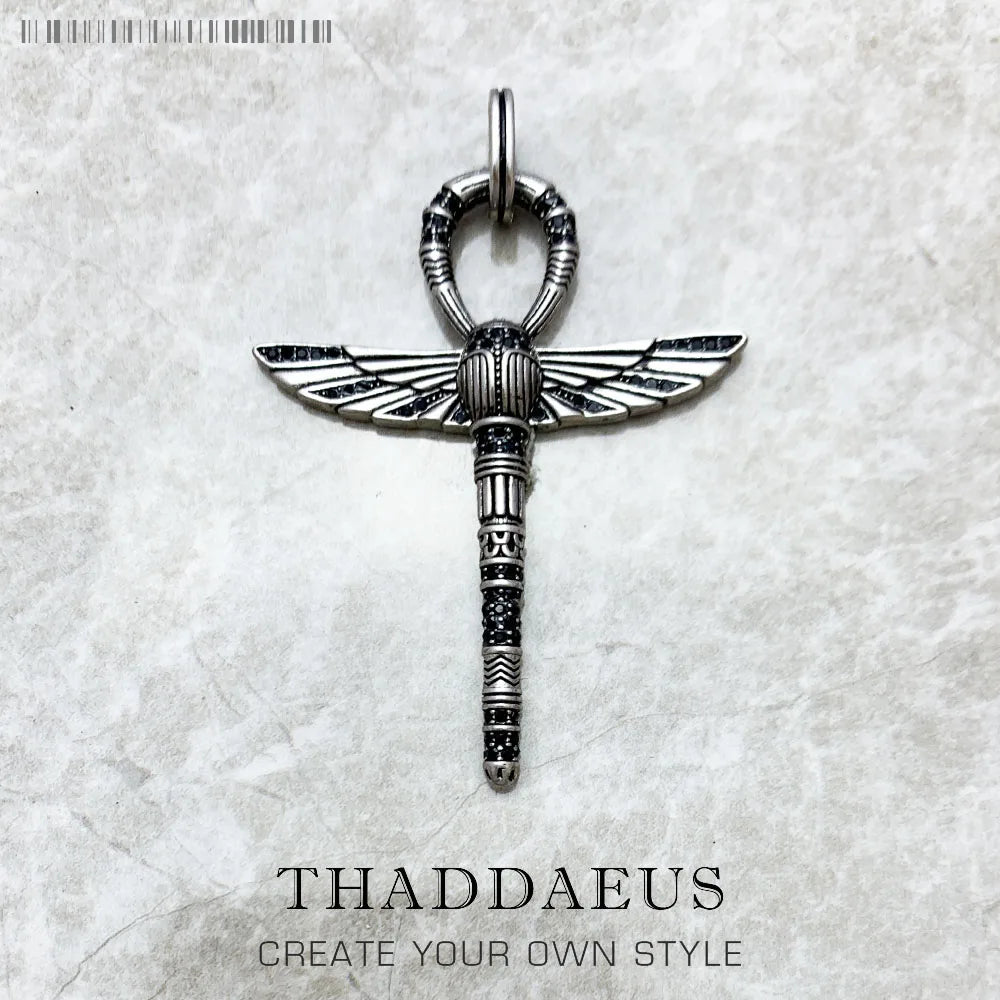 Elevate Your Style with the Vintage Large Scarab Ankh Cross Pendant Amulet in 925 Sterling Silver - Perfect Gift for Any Occasion!