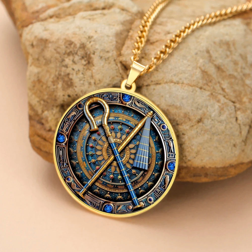 Discover the Power of Ancient Egypt with Our Crook and Flail Pendant Necklace - Stainless Steel Jewelry for All Occasions