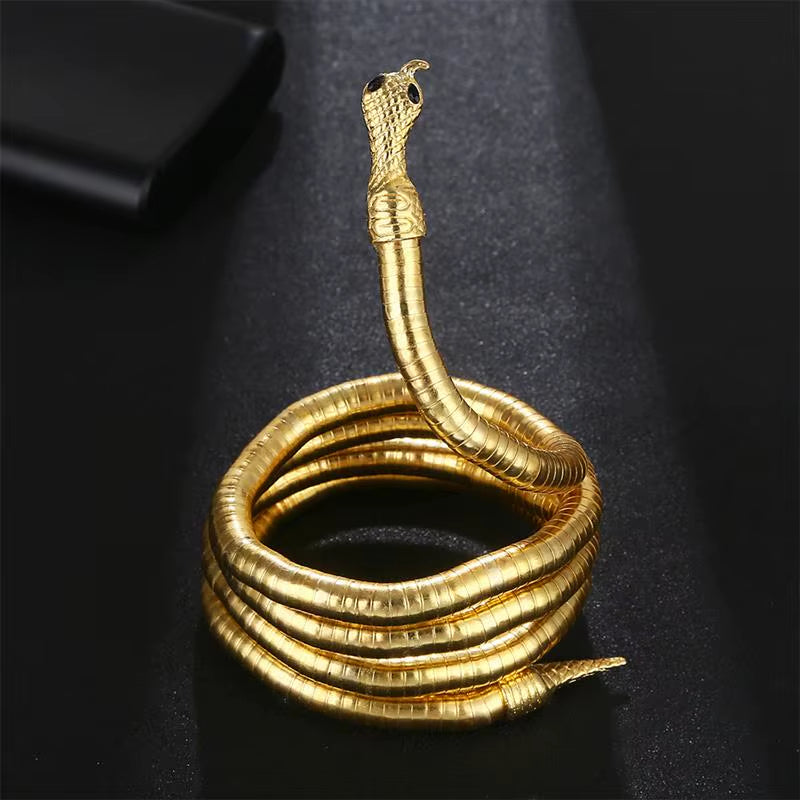 Serpent of the Nile Adjustable Gold Snake Cuff Bracelet