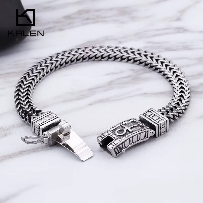 Ankh Mesh Bracelet 8mm Stainless Steel Chain | Symbol of Life