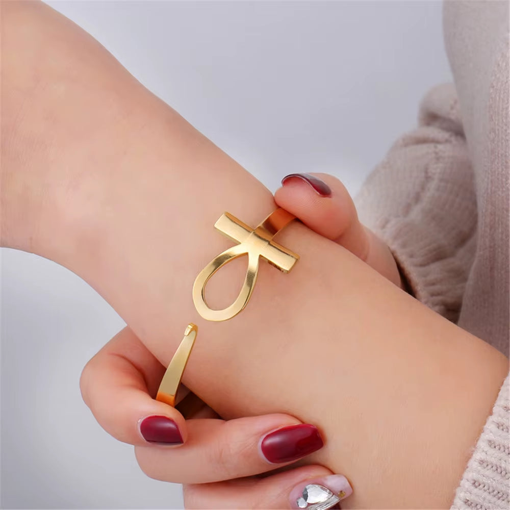 Ankh Jewelry Set Pendant & Cuff – 316L Stainless Steel