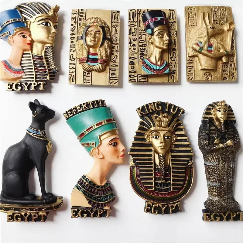 Egyptian Pharaoh & Anubis Fridge Magnet Resin Souvenir Decorative Accent