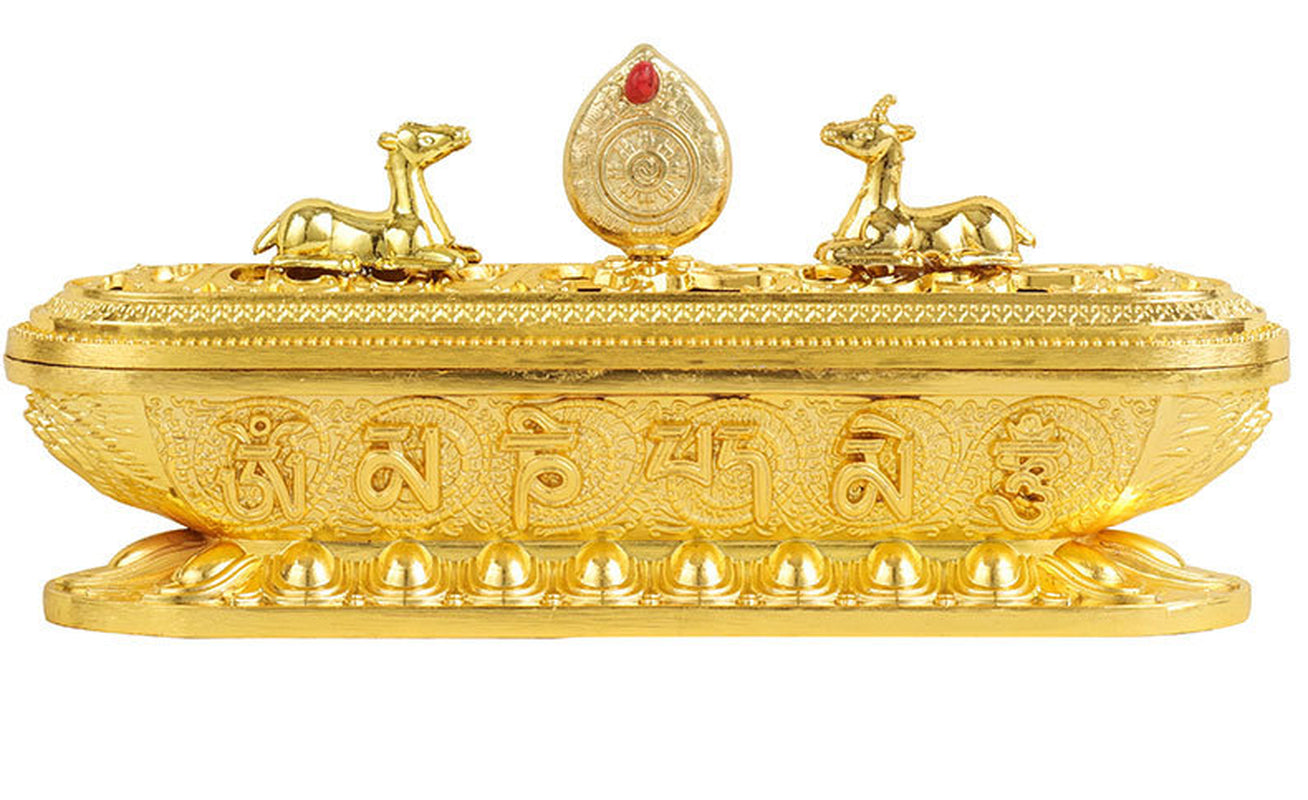 Antique Metal Lying Incense Burner Box