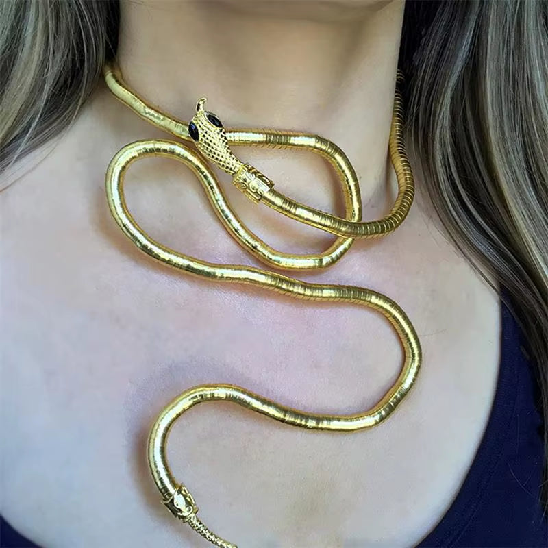 Serpent of the Nile Adjustable Gold Snake Cuff Bracelet