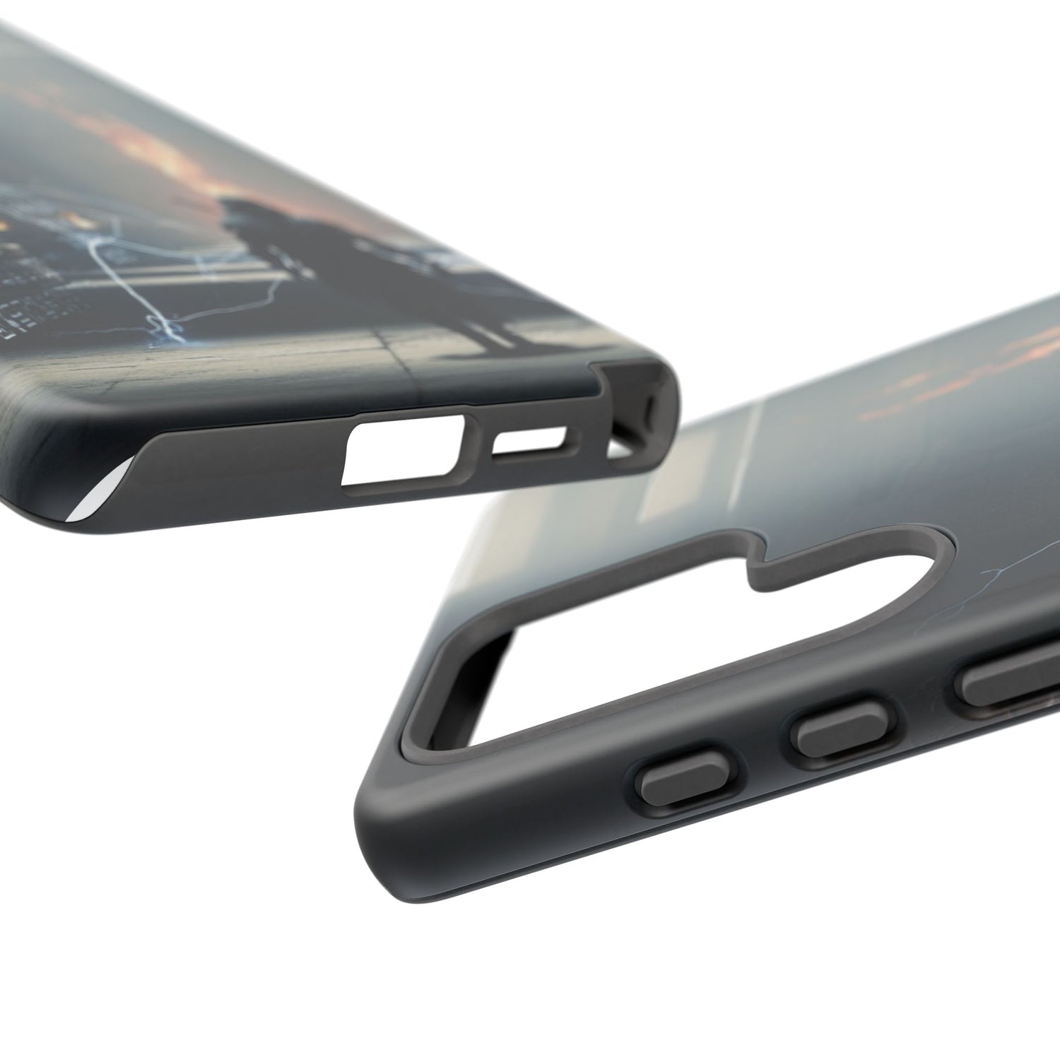 Phone Case - Cybermage Silhouette with Lightning Spell