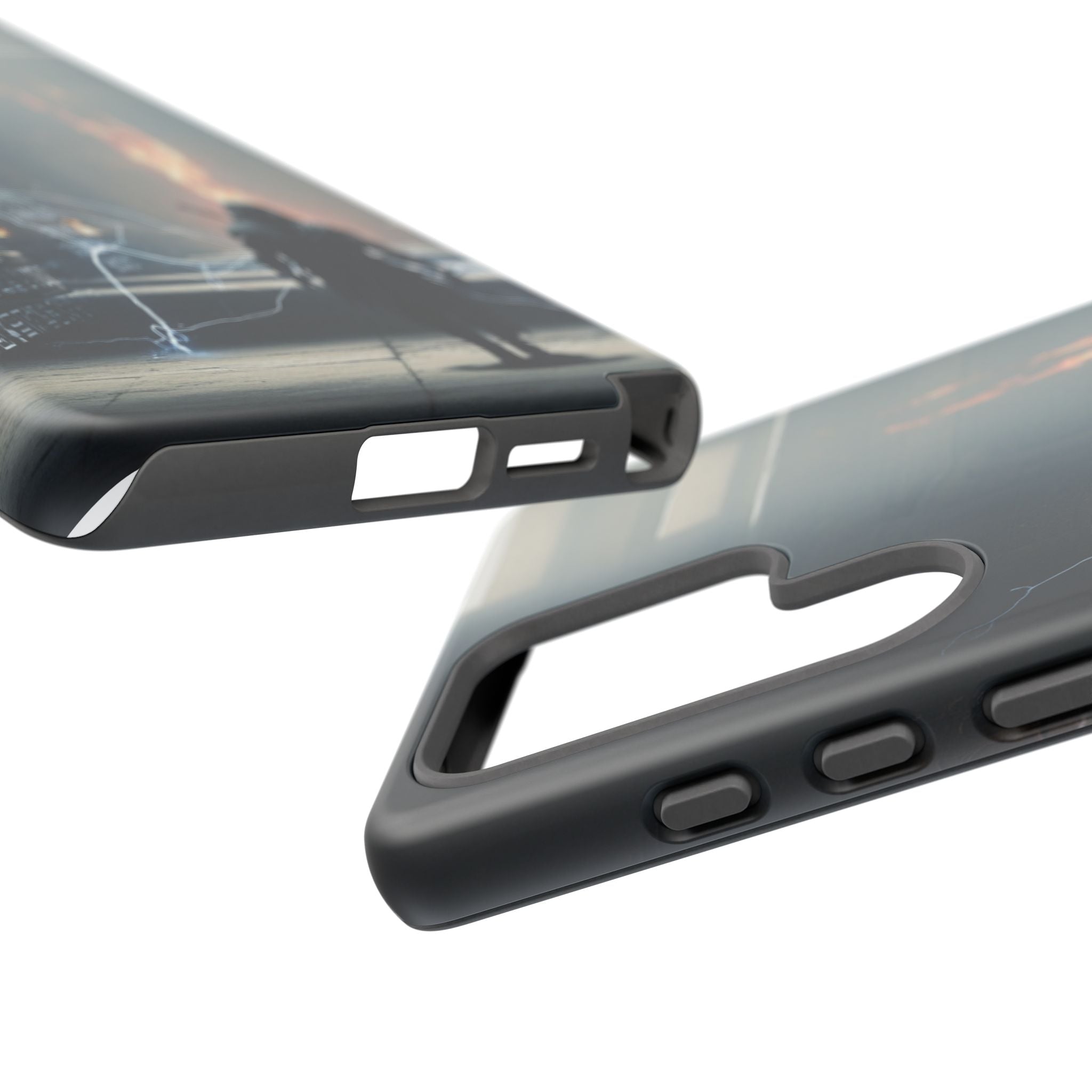 Phone Case - Cybermage Silhouette with Lightning Spell