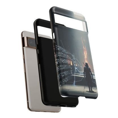 Phone Case - Cybermage Silhouette with Lightning Spell