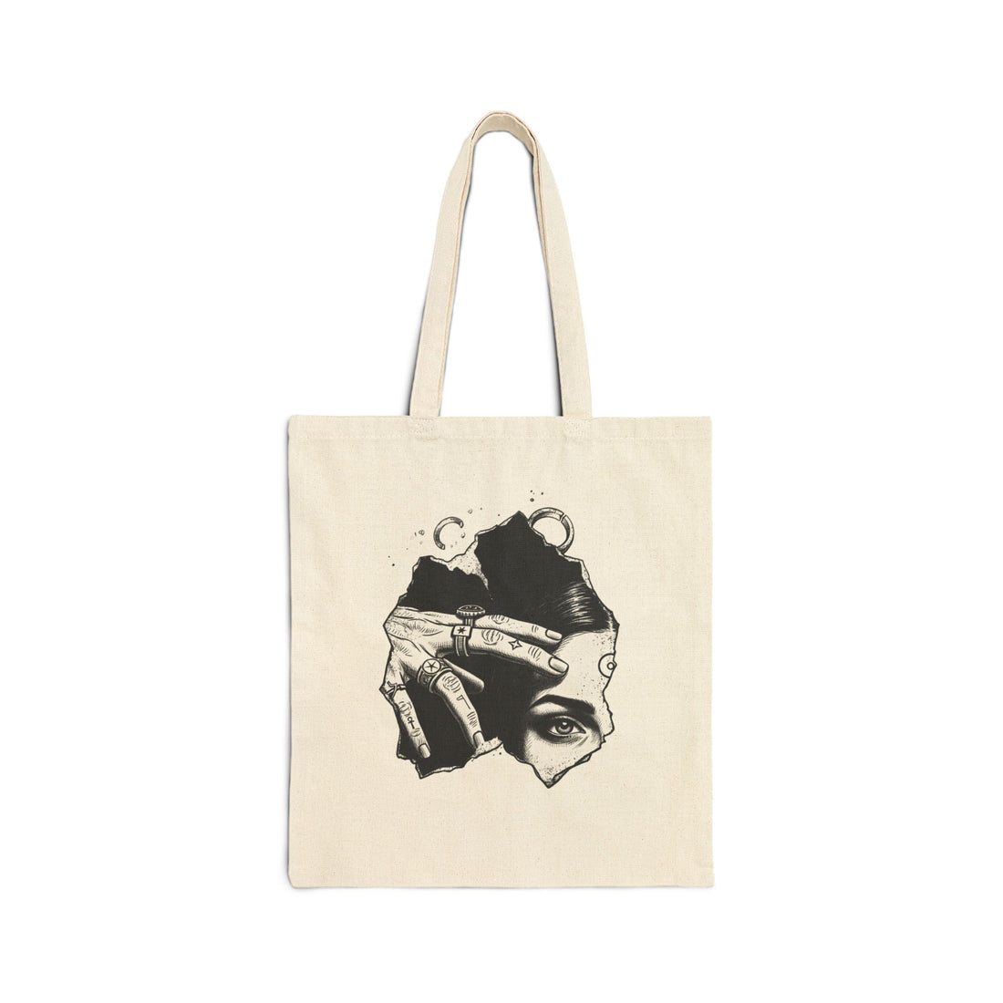 Canvas Tote Bag — Monochrome Surreal Portrait Art Tote