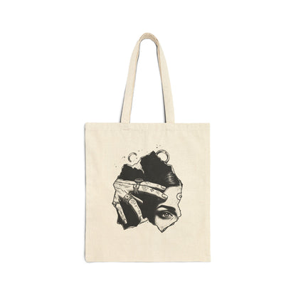 Canvas Tote Bag — Monochrome Surreal Portrait Art Tote
