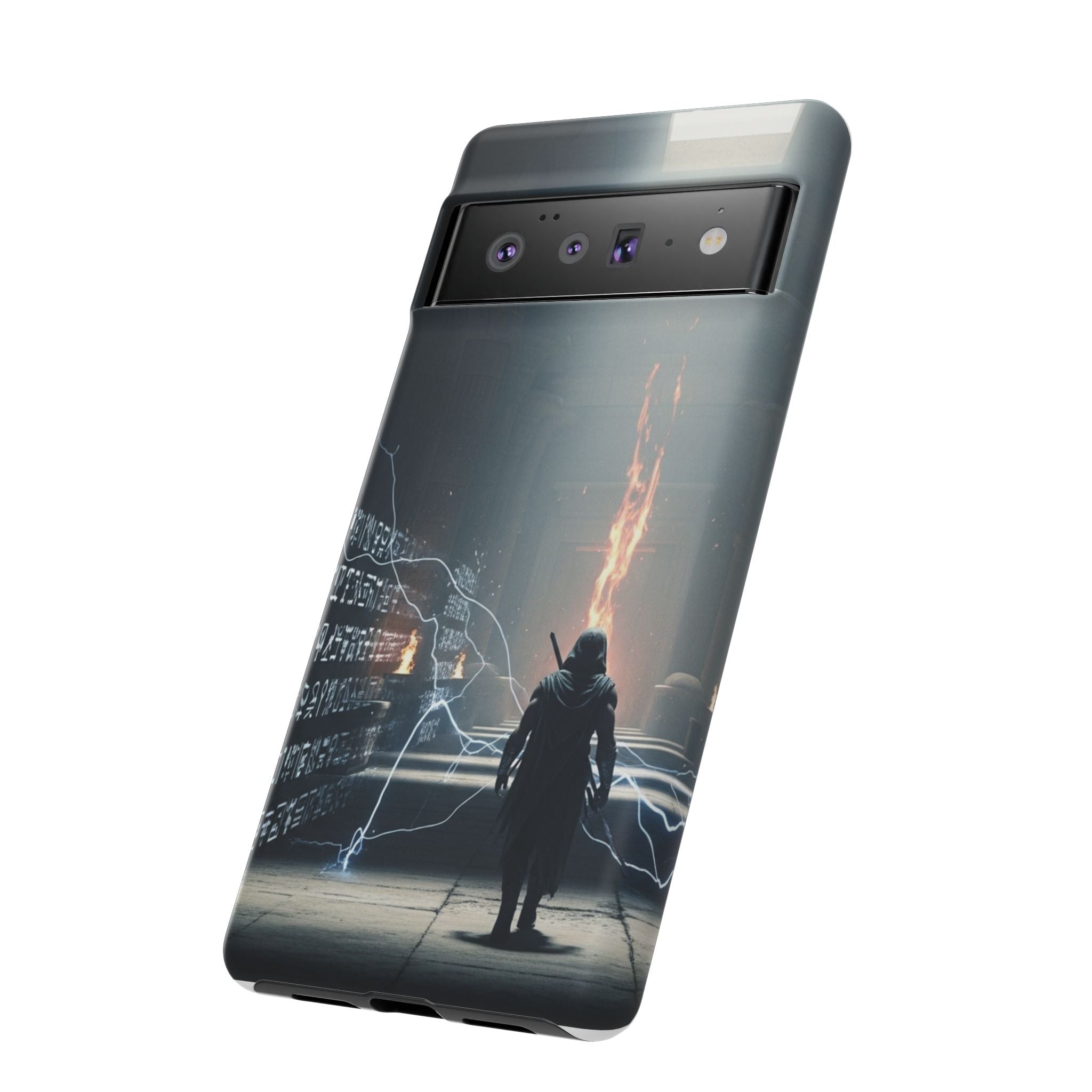 Phone Case - Cybermage Silhouette with Lightning Spell
