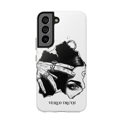 Tough Phone Case — Veiled Truth Black &amp; White Mystic Illustration