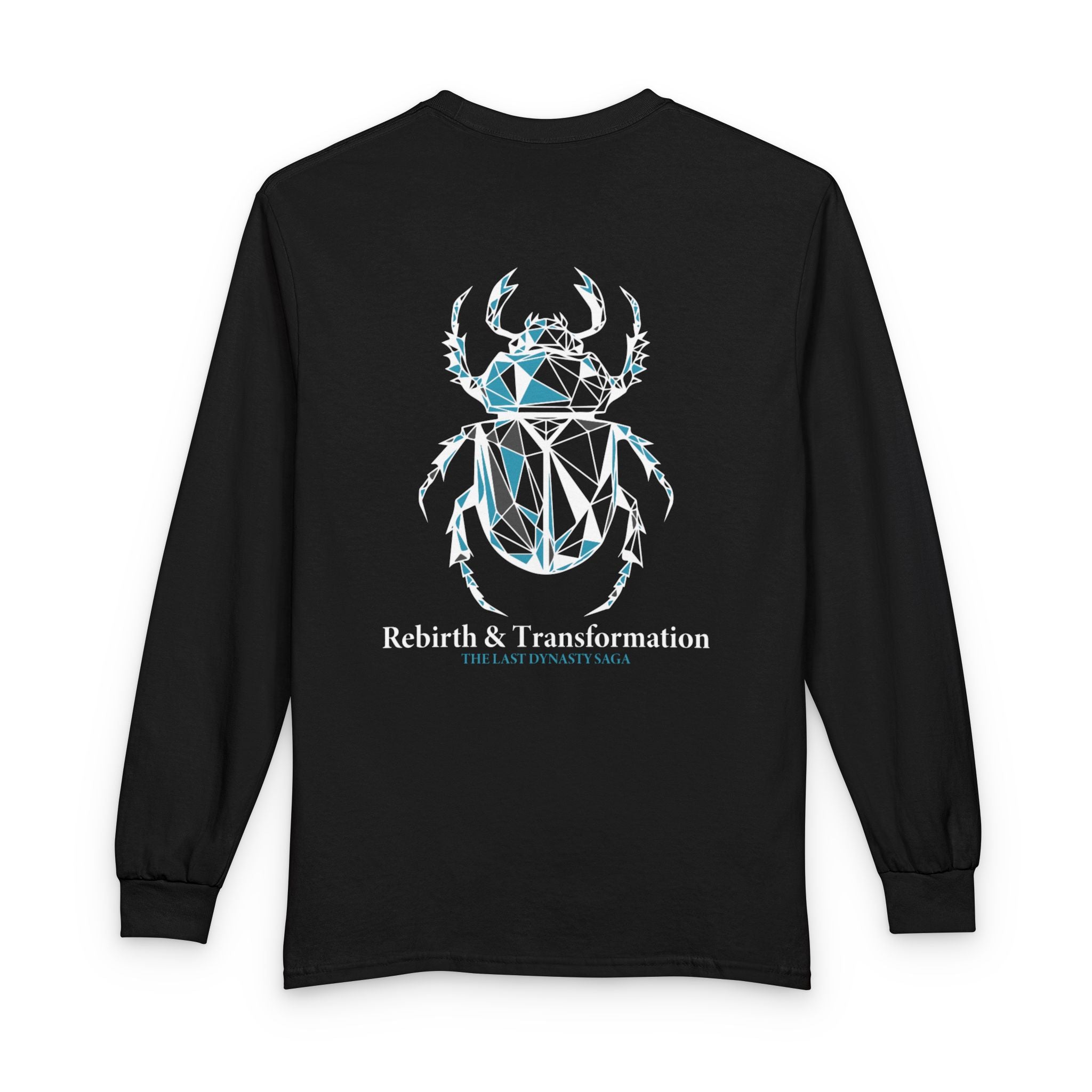 Strength Is Your Nature Long Sleeve Tee — Geometric Serpent Sword and Scarab Design