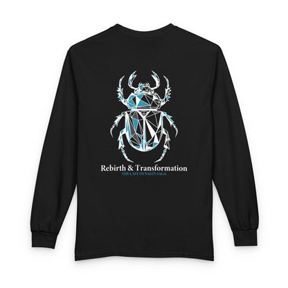 Strength Is Your Nature Long Sleeve Tee — Geometric Serpent Sword and Scarab Design