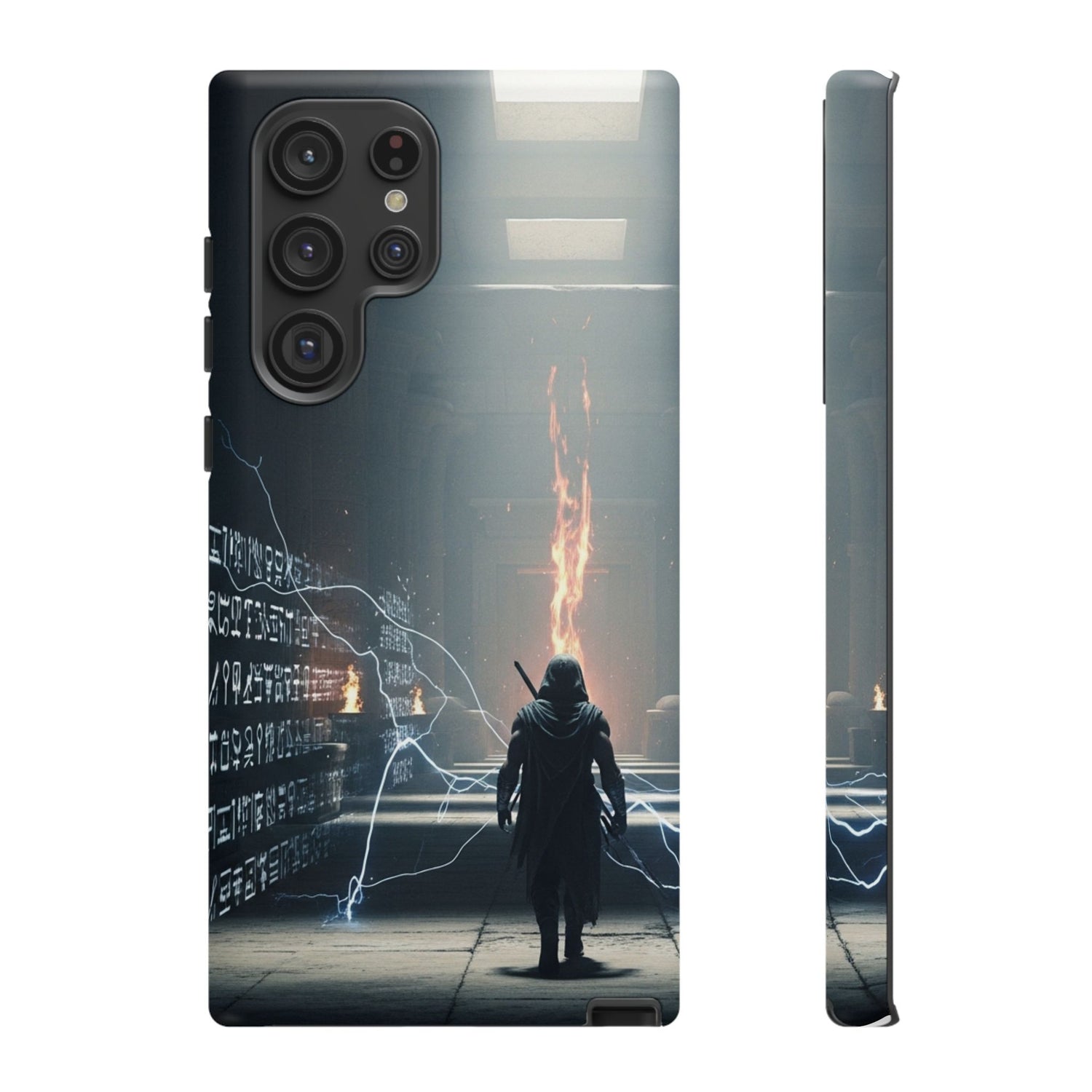 Phone Case - Cybermage Silhouette with Lightning Spell
