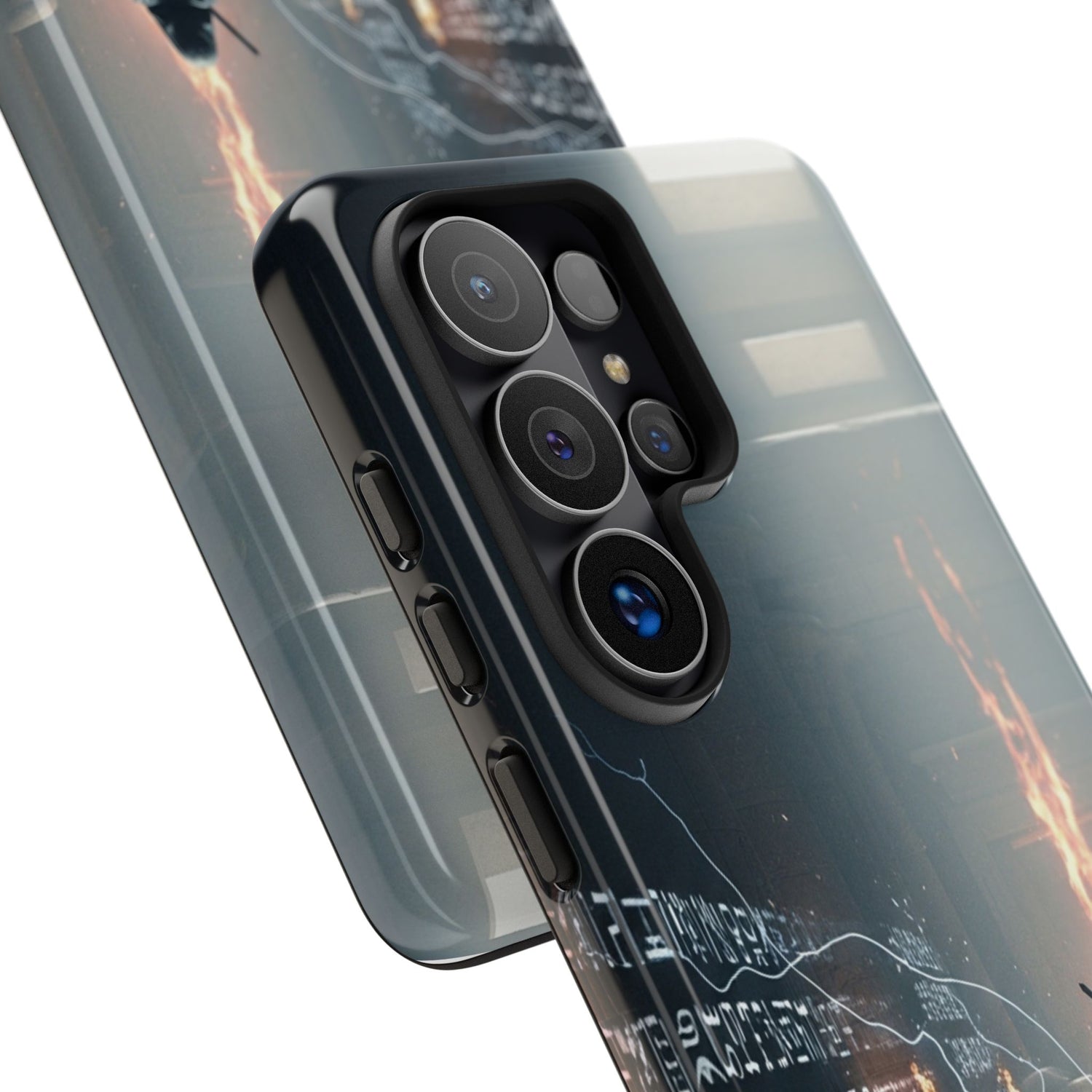 Phone Case - Cybermage Silhouette with Lightning Spell