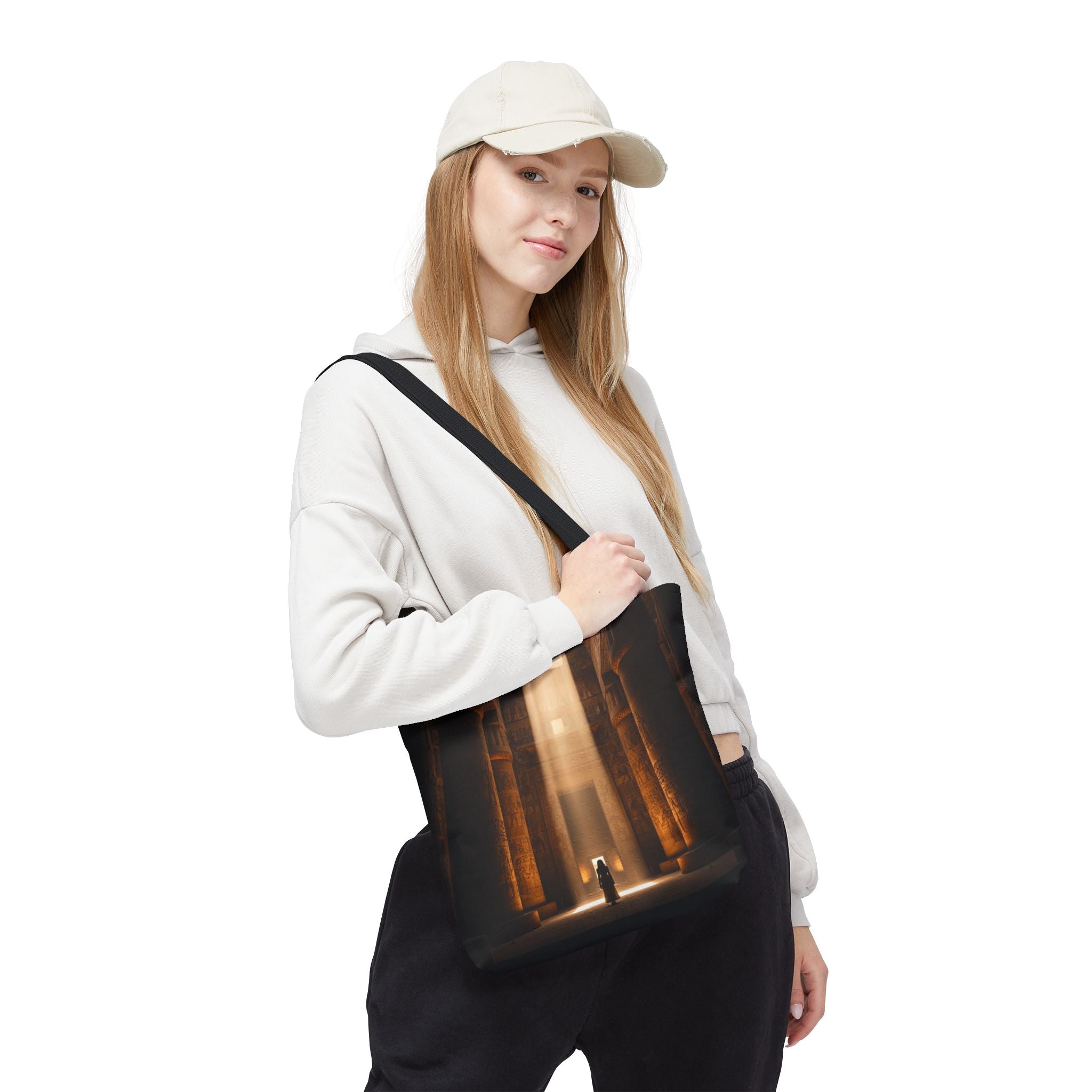 Mystic Temple Tote Bag — Ancient Light &amp; Symbolic Wheel AOP Tote