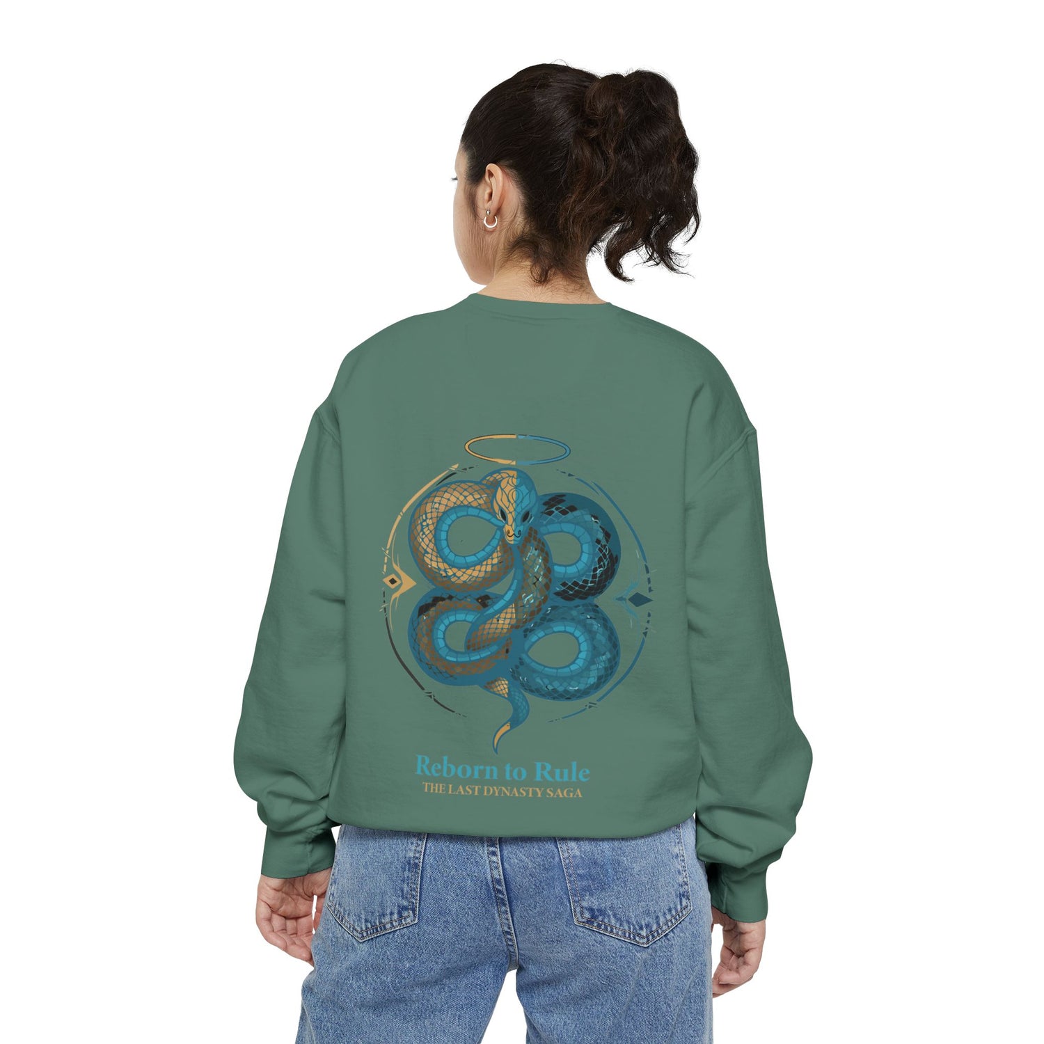 Snake Emblem Sweatshirt — "Reborn to Rule" Graphic Crewneck