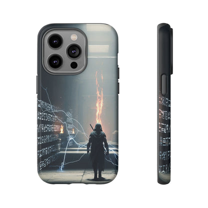 Phone Case - Cybermage Silhouette with Lightning Spell