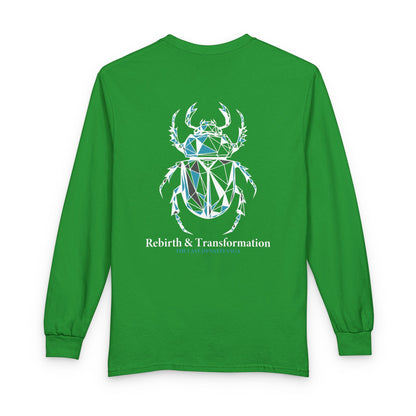 Strength Is Your Nature Long Sleeve Tee — Geometric Serpent Sword and Scarab Design