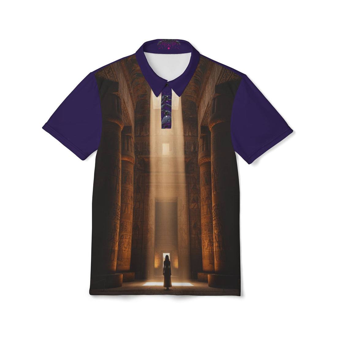 Architectural Light Polo Shirt — Moody Saga temple Interior All-Over Print