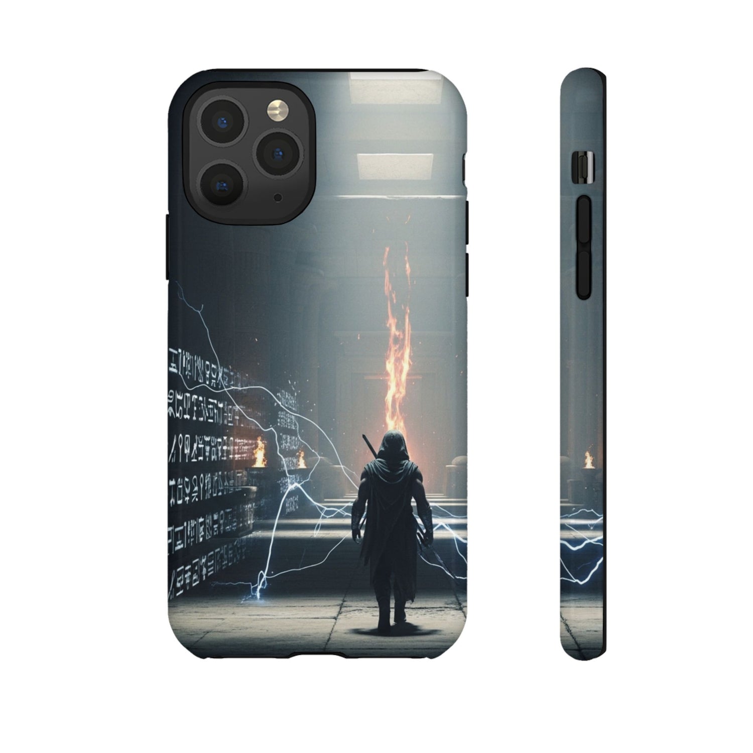 Phone Case - Cybermage Silhouette with Lightning Spell