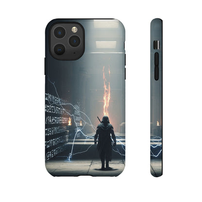 Phone Case - Cybermage Silhouette with Lightning Spell