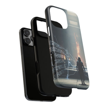 Phone Case - Cybermage Silhouette with Lightning Spell