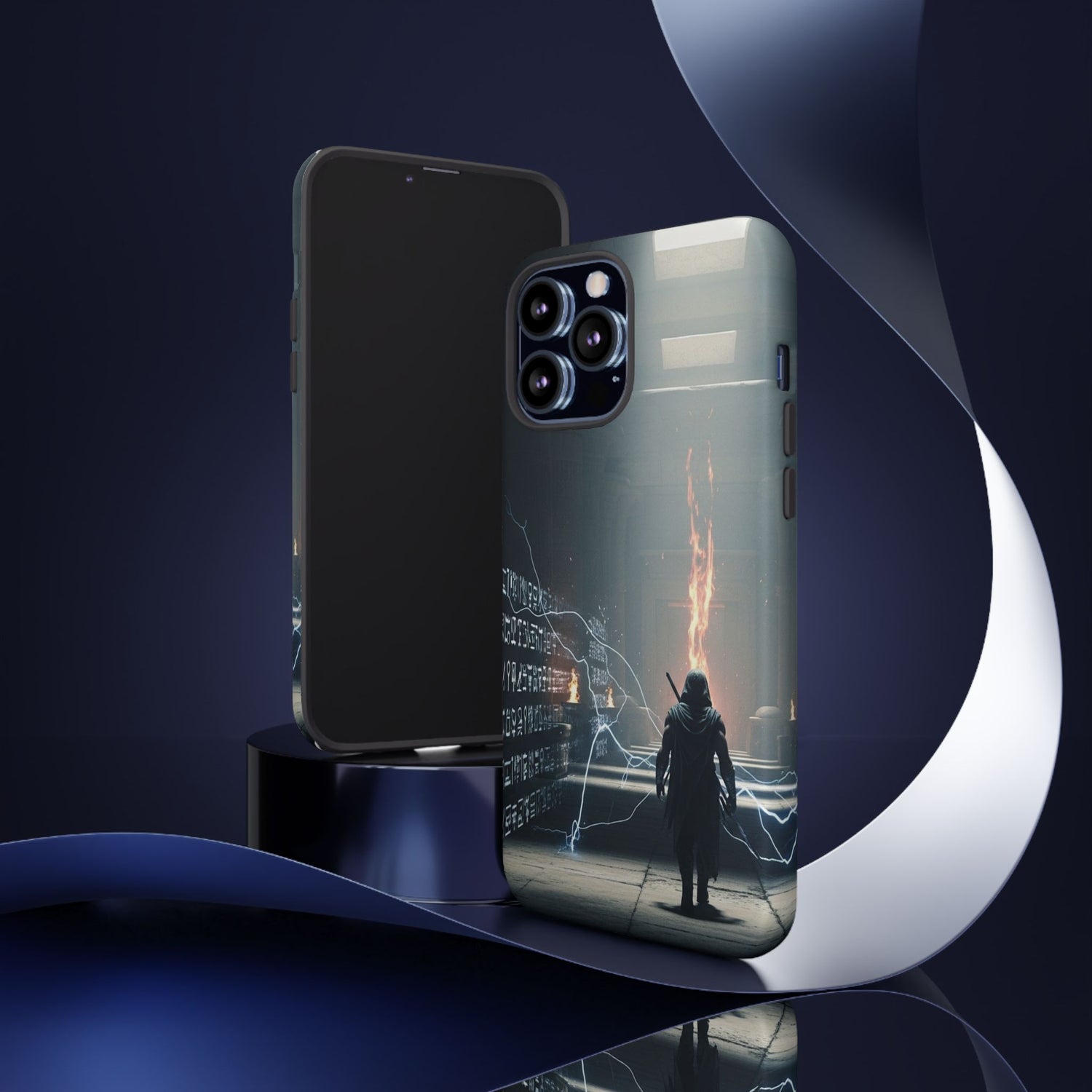 Phone Case - Cybermage Silhouette with Lightning Spell