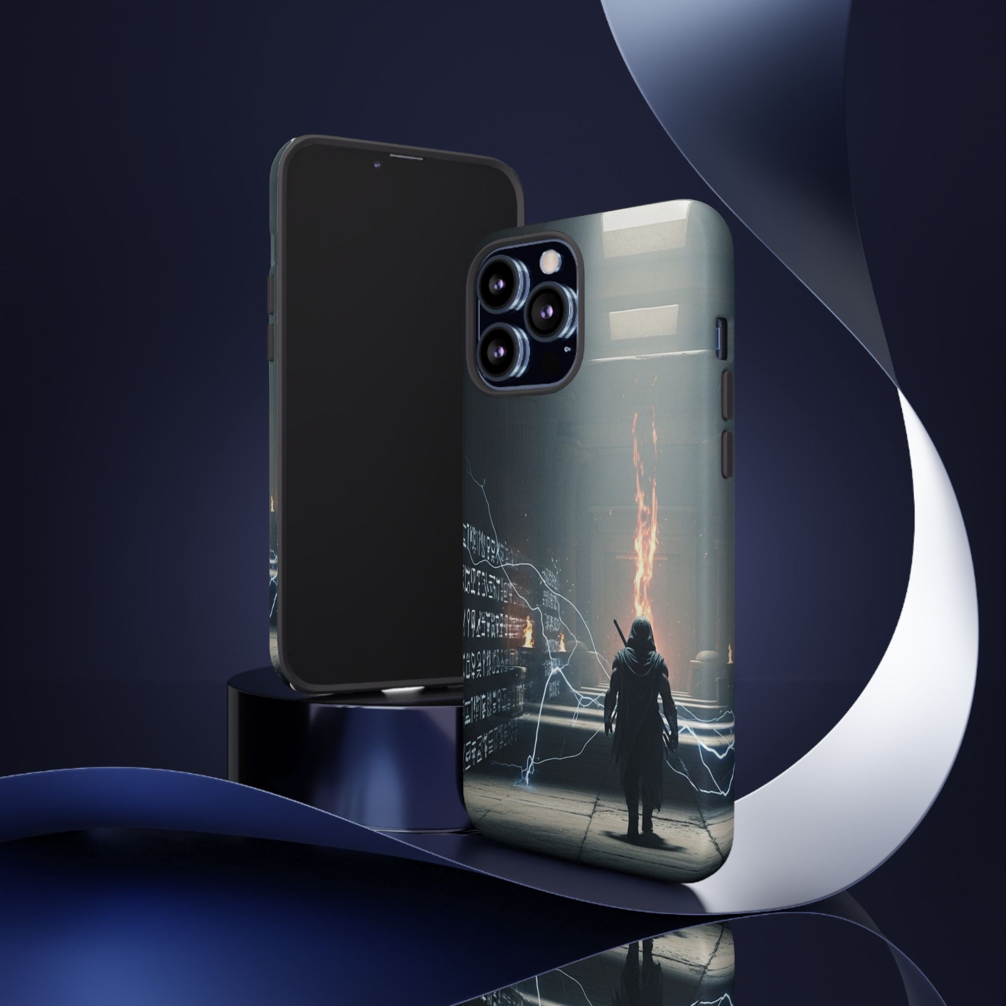 Phone Case - Cybermage Silhouette with Lightning Spell