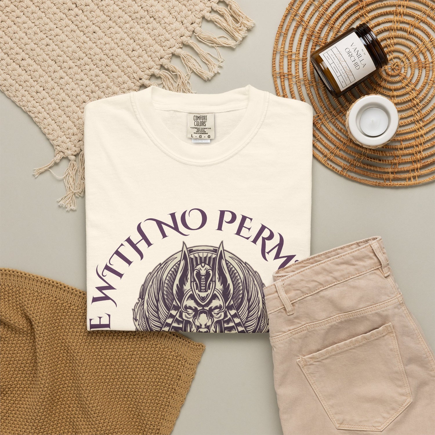 Rise With No Permission T-Shirt — Anubis Helmet Graphic Tee (“Your Song Is Your Spell”)