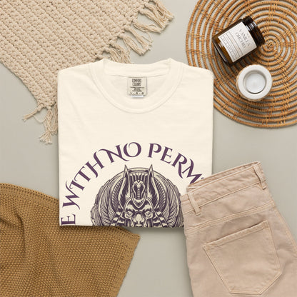 Rise With No Permission T-Shirt — Anubis Helmet Graphic Tee (“Your Song Is Your Spell”)