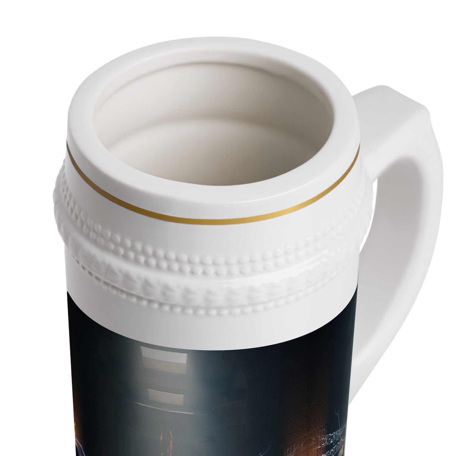 Cyberpunk Beer Stein Mug — Futuristic Electric City Scene