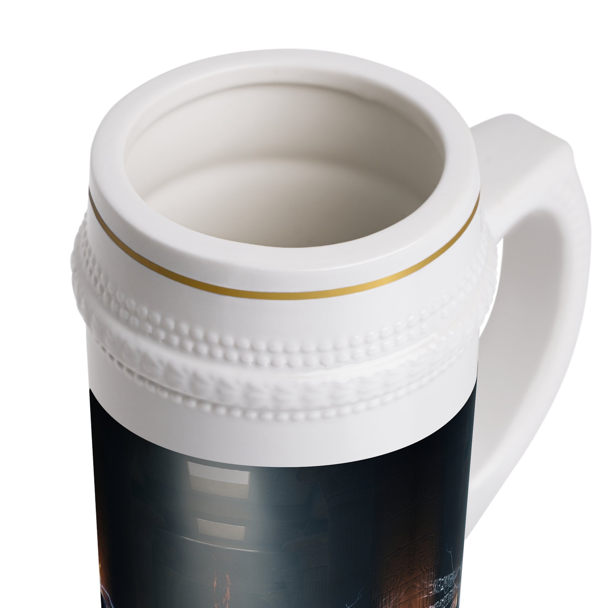 Cyberpunk Beer Stein Mug — Futuristic Electric City Scene