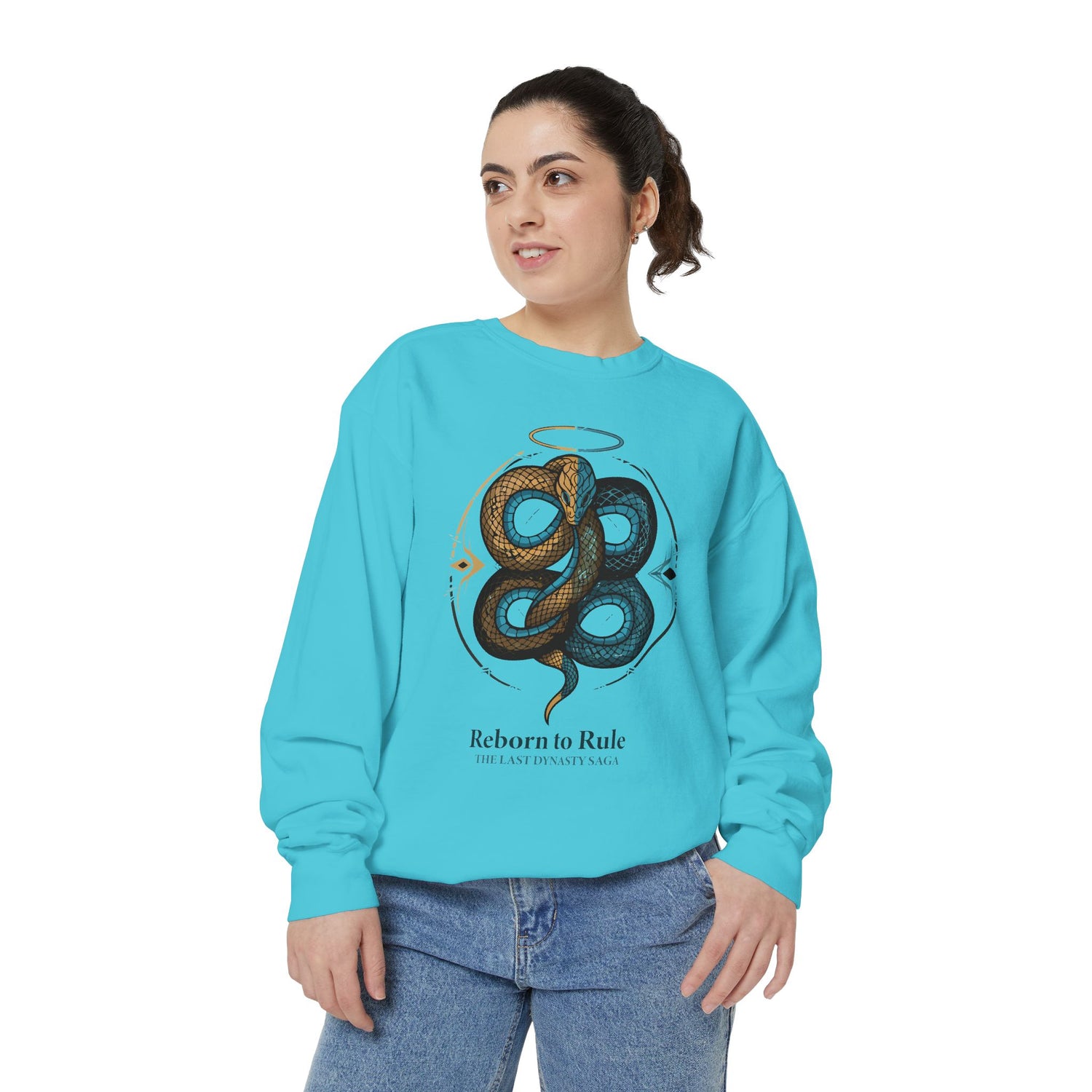 Snake Emblem Sweatshirt — "Reborn to Rule" Graphic Crewneck