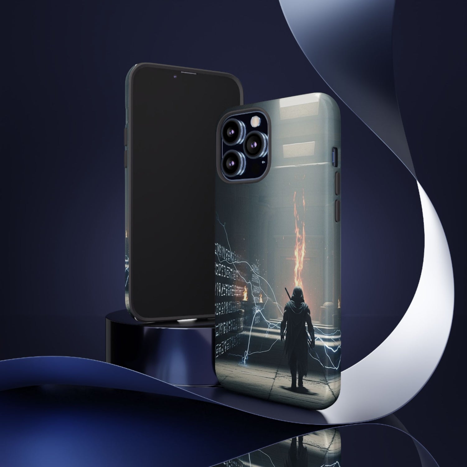 Phone Case - Cybermage Silhouette with Lightning Spell