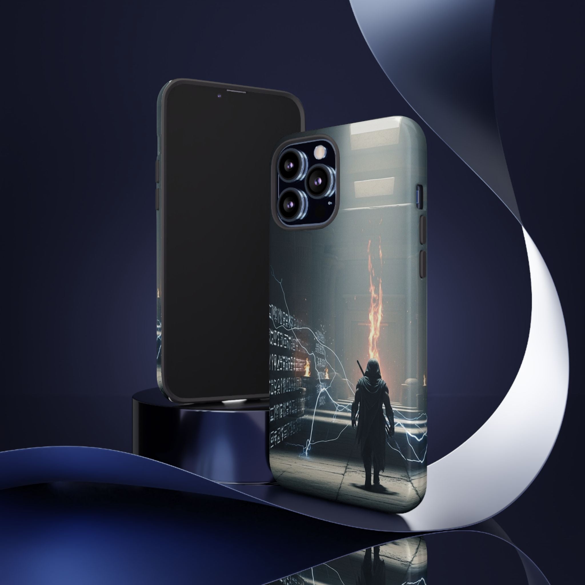 Phone Case - Cybermage Silhouette with Lightning Spell