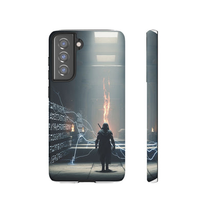 Phone Case - Cybermage Silhouette with Lightning Spell
