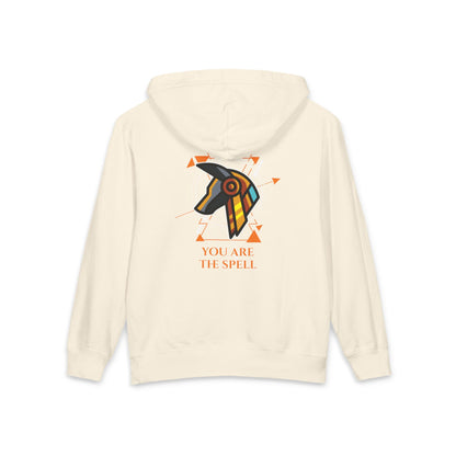 The SAGA Compass with a Spell Youth Hoodie — Geometric Anubis Design "You Are The Spell"