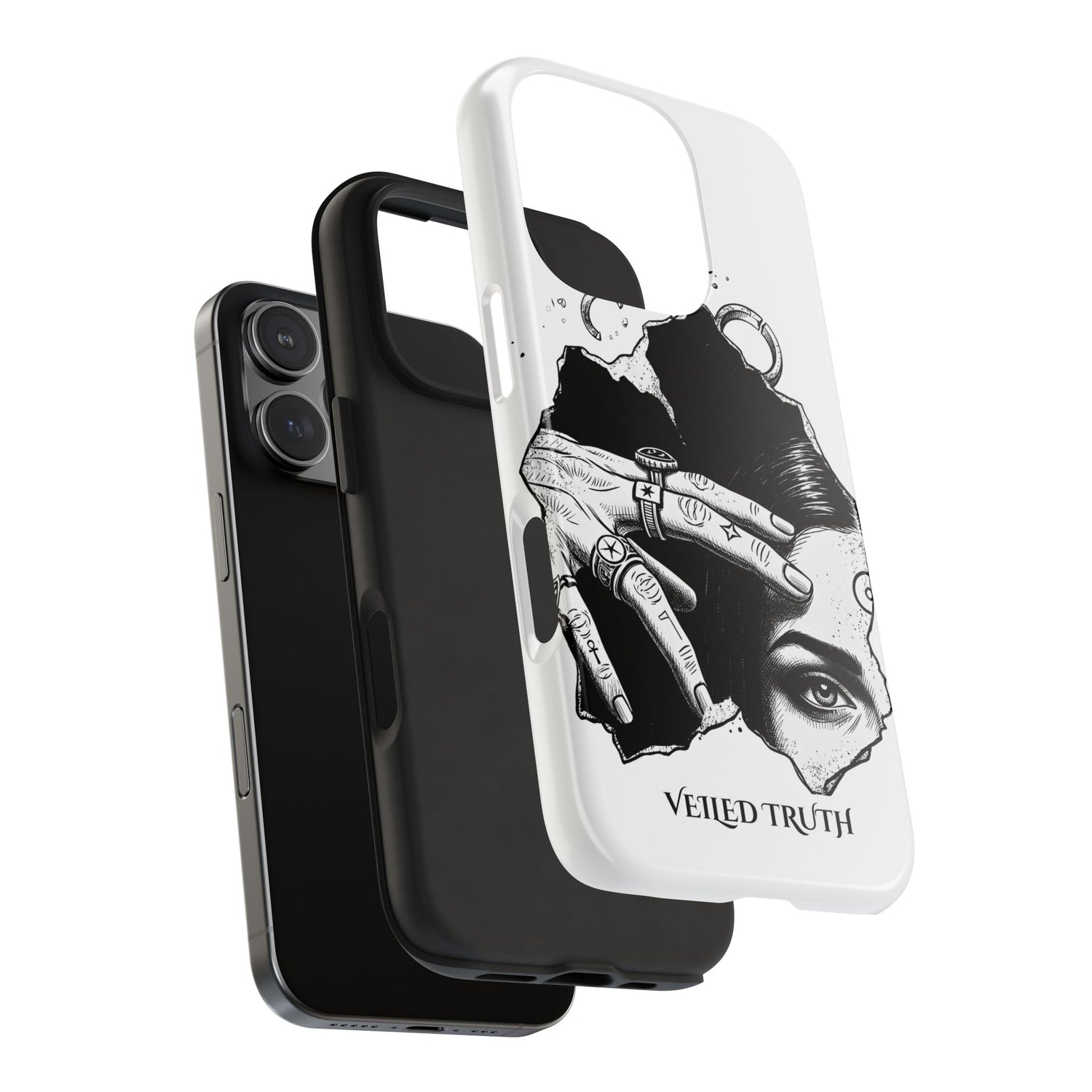 Tough Phone Case — Veiled Truth Black &amp; White Mystic Illustration