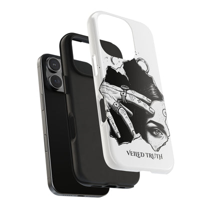 Tough Phone Case — Veiled Truth Black &amp; White Mystic Illustration
